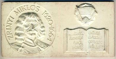 DN Zrínyi Miklós Katonai Akadémia ezüstözött Br emlékplakettje T:2 kopottas