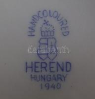 Herendi jelzéssel ellátott apró kék virágokkal díszített porcelán kancsó / Herendi chinaware jug 16 ...