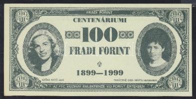 1999. 100Ft névértékű "Fradi Forint" Sárosi, Háda, Szőke, Giba fényképével T:I-