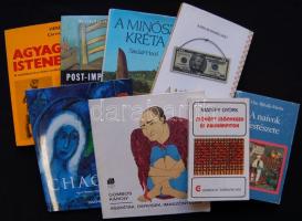 8 db klf művészet témájú könyv: A naív festészete, Agyag istenek, Szövött szőnyegek, A Minószi Kréta, stb.
