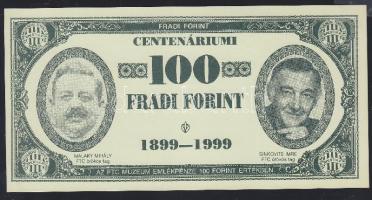 1999. 100Ft névértékű "Fradi Forint" Deák, Polgár, Malaky, Sinkovits fényképével T:I-