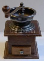 Régi fa és fém kávédaráló 18 cm