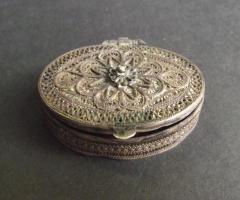 cca 1900 Kis ezüst (Ag) púderes szelence 15,46 gr