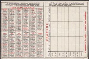 1942/1943 Iskolaszövetkezeti Naptár-Órarend