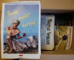 A II. világháború teljes története. Képes magazin-sorozat hiánytalanul 60 kötetben sok érdekes képpel kiváló állapotban, hozzá 50 darab régi nemzetiszocialista és kommunista plakát-reprodukció, valamint háborús nyilas és egyéb újságok reprodukciói 50 darab. Kiváló történelmi áttekintést nyújt!