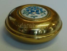 Réz ékszertartó kézzel festett porcelán betéttel d:7 cm