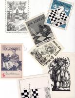 7 db sakk motívum ex libris/ 7 Stk Schachmotiv Ex Libris