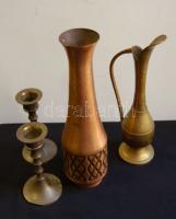 Kis réz tétel: 2 kis gyertyatartó + 2 vázácska