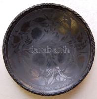 Nagyméretű fekete kerámia tál ifj. Fazekas Lajos Nádudvar jelzéssel d:39 cm