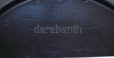 Nagyméretű fekete kerámia tál ifj. Fazekas Lajos Nádudvar jelzéssel d:39 cm