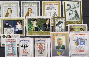 14 db modern sakk témájú levélzáró/ 14 moderne Schachvignetten