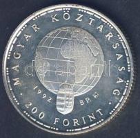 1992. 200Ft Ag "Veszélyeztetett állatvilág-gólya" T:PP eredeti tokban!