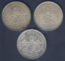 1992-1993. 200Ft Ag "MNB" (3x) T:2,2-