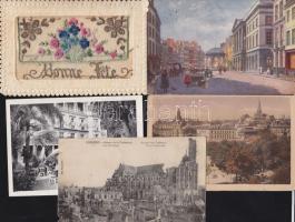 20 db vegyes régi képeslap, többségében európai városképes akvarell / 20 mixed cards