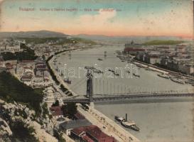 Budapest a Gellért-hegyről; hajtatlan nagy méretű képeslap (18 ×14 cm)