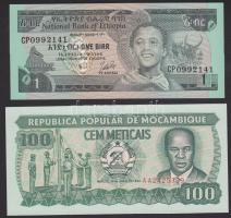 Etiópia 1969.(1976) 1B + Mozambik 1989. 100M T.I