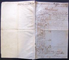 1862 Útlevél csendőrök által Körmöcbányáról Mária Nosztrára kísért fogolyszállítmány számára, a közbenső 9 város pecsétjeivel és az állomáshelyeken felvett hivatalos feljegyzásekkel / Passport for prisoners escorted by gendarmes from Cremnitz to Maria Nostra with seals of the cities on the way 8p.