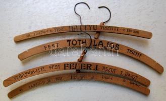 cca 1930 4 db feliratos budapesti gyors-tisztító fogas / 4 dry cleaner hangers