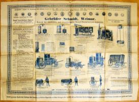 1892 Gőz fertőtlenítő gépek nagyméretű reklámplakát nyomtatványként elküldve (kiváló állapotban) / Desinfections machines poster in nice condition 75x55 cm