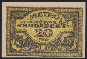 Budapest / Metro Vízmérőgyár Rt. 1920. 20f utalványa T:I