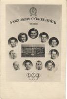 1953 Az Aranycsapat Anglia elleni győzelmére készült fénykép, hátoldalán a tagok eredeti aláírásával/ Ungarische Nationalmannschaft Foto anlässlich des Sieges gegen England, mit 11 eigenh. Unterschriften an der Rückseite