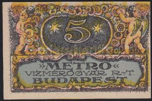 Budapest / Metro Vízmérőgyár Rt. 1920. 5K utalványa T:I