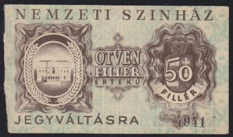 1936. Nemzeti Színház jegy 50f értékben T:III