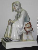 Zsolnay jelzéssel ellátott kézzel festett parasztember / Zsolnay chinaware figure 33 cm