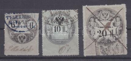 1859 Okirati illetékbélyeg 6Ft, 10Ft, 20Ft