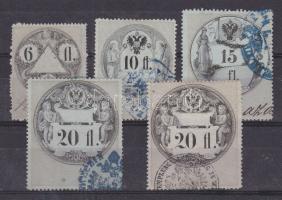 1859-1966 Okirati illetékbélyeg 6Ft, 10Ft, 15Ft,  20Ft, 20Ft