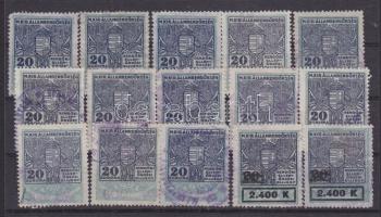 1921-1925 Rendőri ellenőrzési díjjegyek 15 db