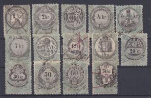 1868 Határőrvidék illetékbélyegek 14 klf érték