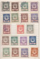 1919-1980 Kis gyűjtemény MÁV Anyagbélyeg, Arcképes, Személyzeti, Tanulók utazási igazolvány bélyegek, Balaest-biztosítás 145 db, (140 klf) SAFE berakófüzetben