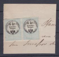 1859 Kalender Stempel 6kr pár kivágáson