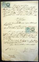 1865 Teljes irat 2kr Hirdetvénybélyeg kisegítő felhasználásával + 6kr + 2 x 30kr