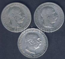 Ausztria 1893-1915. 1K Ag (3x) klf évszámmal T:2,3