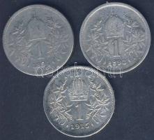 Ausztria 1893-1915. 1K Ag (3x) klf évszámmal T:2,3