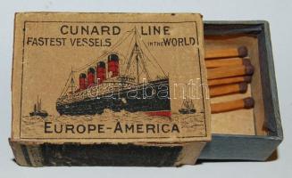 ~1920 Európa-Amerika hajójáraton használt gyufásdoboz eredeti gyufákkal