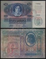 1912. 100K + 1913. 20K (2x) +  1914. 50K mind "Ó-Becsei Járás..." felülbélyegzéssel! T:II,...