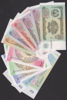 Kirgizisztán 1993. 1T + 10T + 50T + Szovjetunió 1991. 3R + 5R + Tadzsikisztán 1994. 1R, 5R, 10R, 20R(2x), 50R T:I