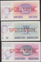 Bosznia-Hercegovina 1992. 10D + 25D + 50D + 100D + 500D + 1000D "AA 00000000" sorozatszámm...