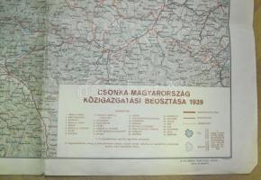 1939 Magyar Királyi Honvéd Térképészeti Intézet Csonka-Magyarország Közigazgatási beosztása térkép 1...