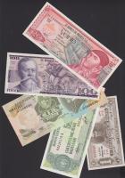 Bolívia 1952. 1B + 1984. 50.000B + Uruguay 1987. 100P + Mexikó 1977. 20P + 1982. 100P T:I