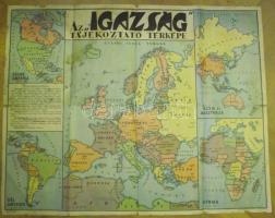 ~1930 Magyar Földrajzi Intézet Rt. Budapest - Az "Igazság" tájékoztató térképe 47x62 cm