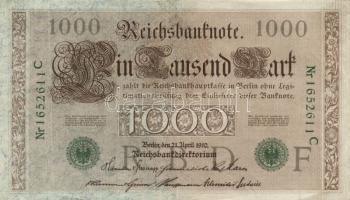 Német Birodalom / Császárság 1910. 1000M (10x) T:vegyes