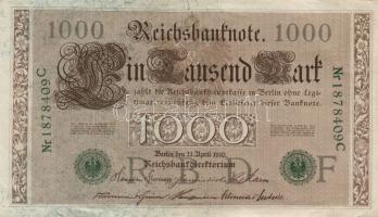 Német Birodalom / Császárság 1910. 1000M (10x) T:vegyes