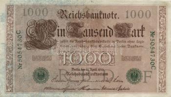 Német Birodalom / Császárság 1910. 1000M (10x) T:vegyes