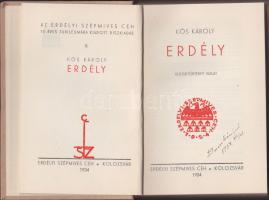 Kós Károly: Erdély, kulturtörténeti vázlat Kolozsvár, 1934. Erdélyi Szépmíves Céh. 60 linoleum-metszet (ebből 52 színezett) /Az Erdélyi Szépmíves Céh 10 éves jubileumára kiadott díszkiadás. Festett kiadói egészvászon kötésben. (Szép példány!)