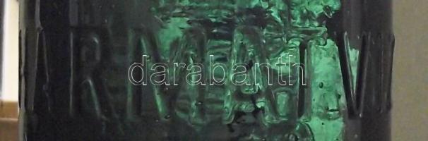 cca 1920 Dombornyomott csatos Harmatvíz üveg Budapest címerével 40 cm