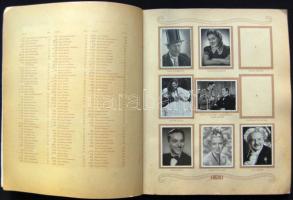 cca 1940 A film csillagai: osztrák cigarettakép gyűjtőalbum 121 színászképpel,majdnem kompletten, jó...